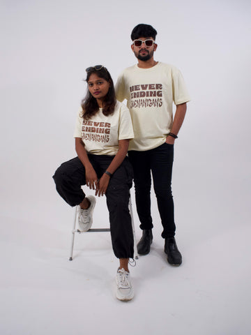 Unisex Beige SHENANIGANS Oversized T-shirt