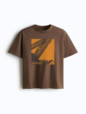 Unisex Brown BACK ON TRACK Oversized T-shirt