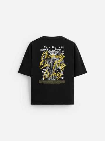 Unisex Black MONEY ON MY WAY Oversized T-shirt