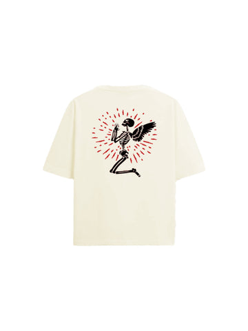 Unisex Beige SKELTON Oversized T-shirt