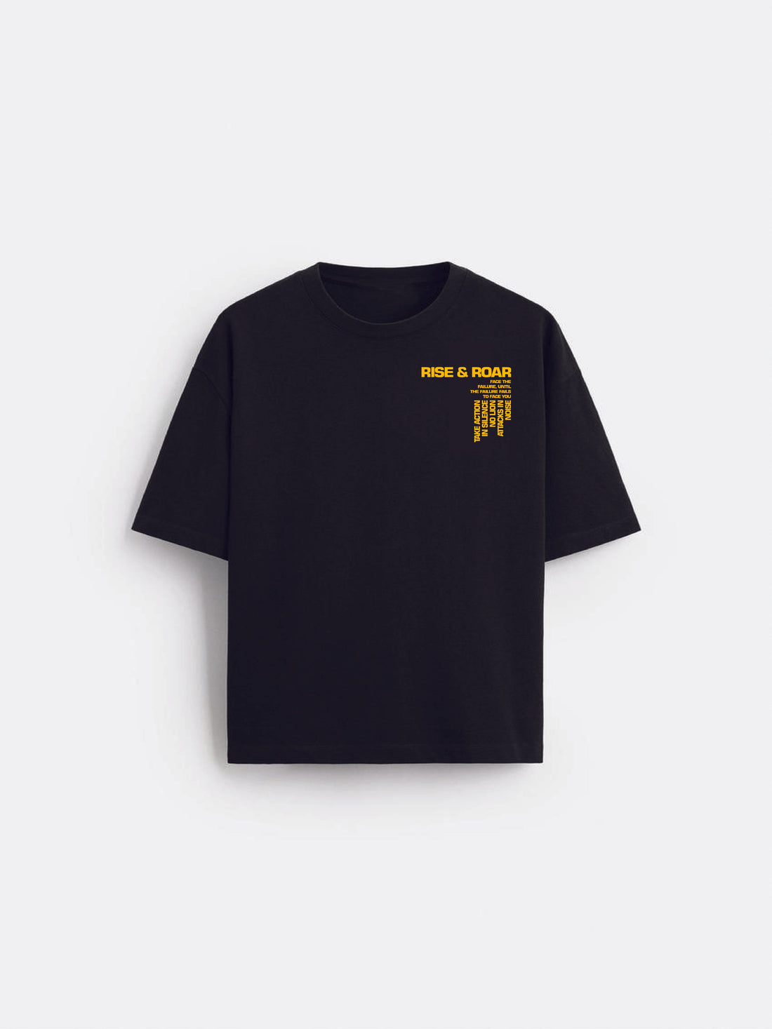 Unisex Black Oversized RISE & ROAR T-shirt