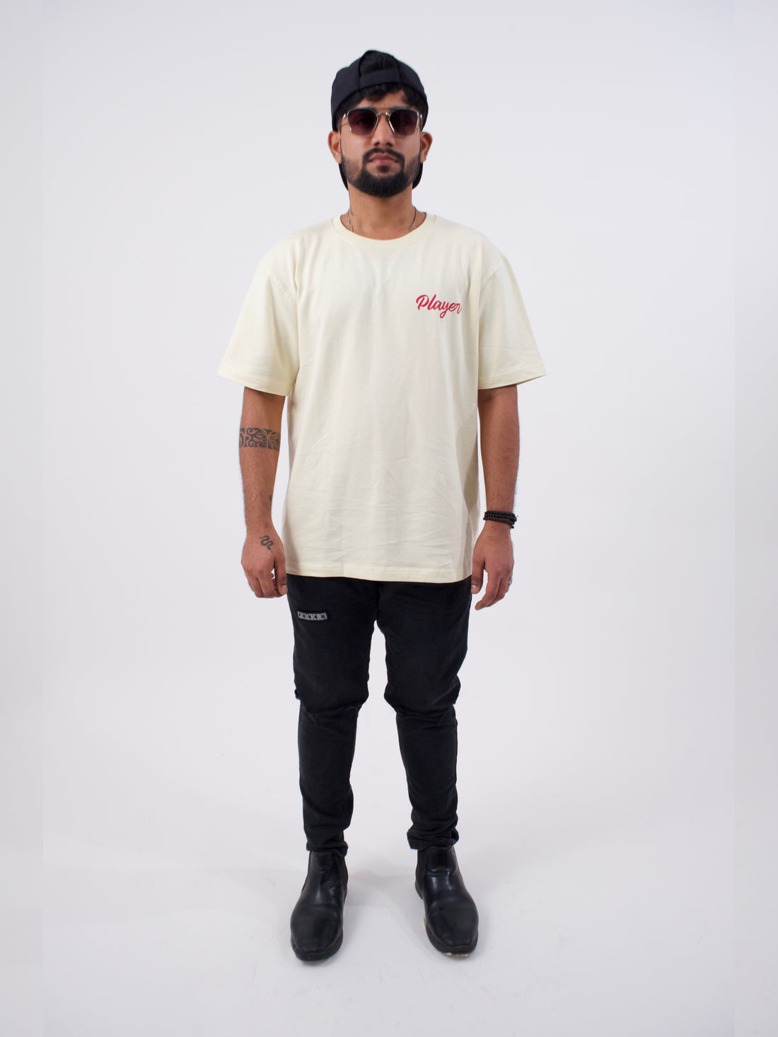Unisex Beige PLAYER Oversized T-shirt