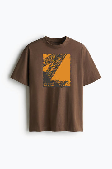 Unisex Brown BACK ON TRACK Oversized T-shirt