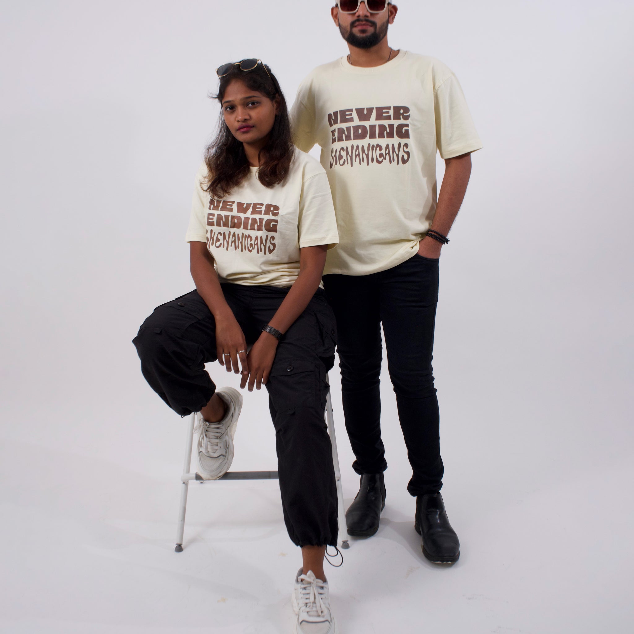 Unisex Beige SHENANIGANS Oversized T-shirt