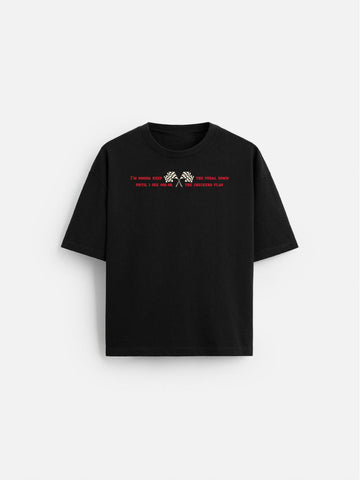 Unisex Black PEDAL DOWN Oversized T-shirt