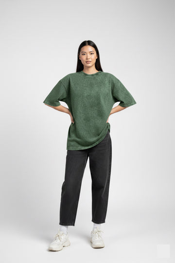 Unisex Oversized Green Acid Wash T-shirt
