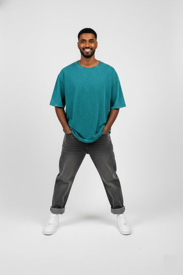 Unisex Oversized Ocean Blue Acid Wash T-shirt