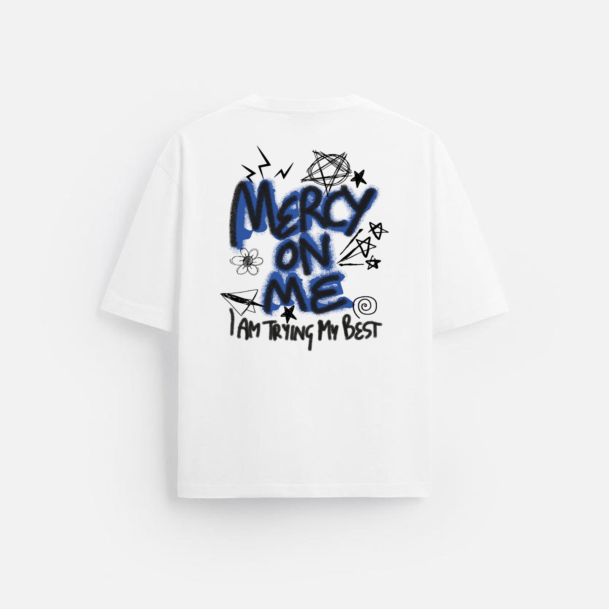 Unisex White MERCY ON ME Oversized T-shirt