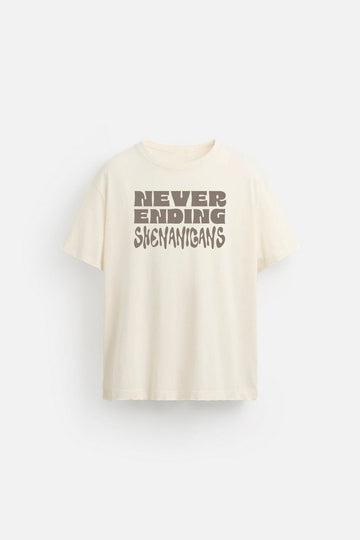 Unisex Beige SHENANIGANS Oversized T-shirt